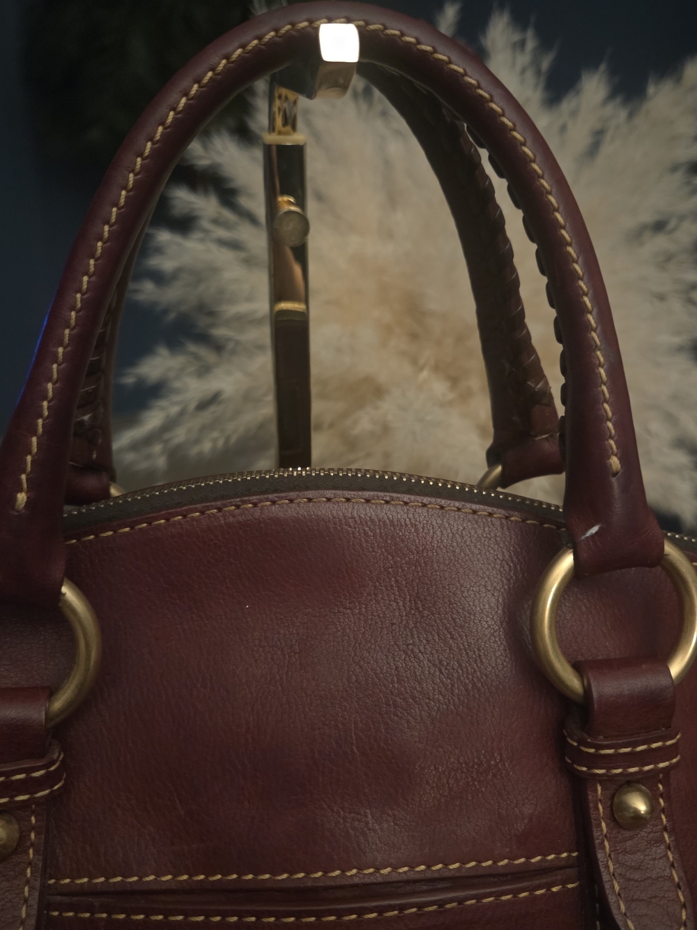 Dooney & Bourke Florentine Oxblood Whipstitched Satchel Crossbody Bag - Picture 5 of 17